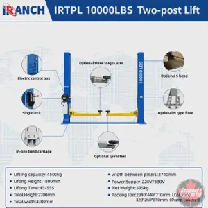 SDLANCH 10000LB Two-Post Lift : IRTPL (Blue)