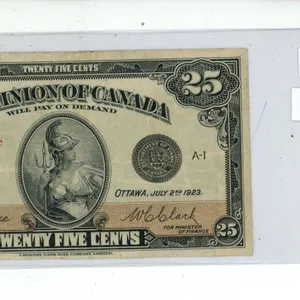 1923 Dominion of Canada 25 Cents Shinplaster.