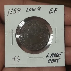 1859 Low 9 Queen Victoria  Large Cent.