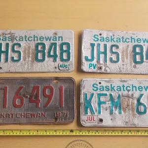 1996 (Pair), 1971, 1984 Saskatchewan License Plates.
