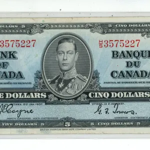 1937 Five Dollar Bill.