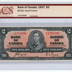 1937 Graded EF-40 Two Dollar Bill.