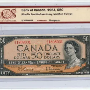 1854 Graded AU-50 Fifty Dollar Bill.