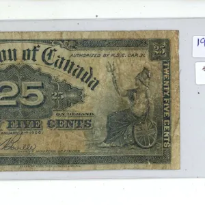 1900 Dominion of Canada 25 Cents Shinplaster.