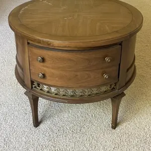 Round Lamp Table with Drawers
