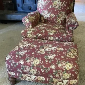 Oversized Floral Chair with Ottoman