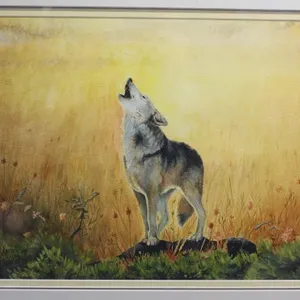 Lisa Patterson Original Watercolor Howling Wolf
