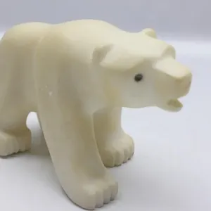 White Soapstone Carving Polar Bear Signed