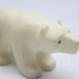White Soapstone Carving Polar Bear Un-Signed