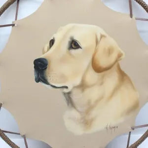 H Ngnyen Golden Lab Original Painting Leather