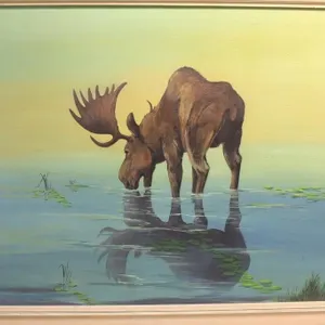 L Lorne Original Oil Painting on Canvas Moose