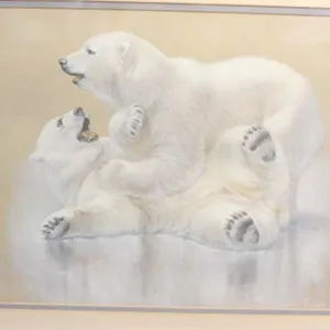J Sharkey Thomes Print Polar Bears 1970s Vintage