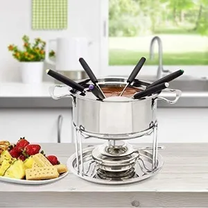 NEW $45 Stainless Steel Fondue Pot Set