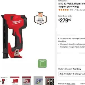 Milwaukee M12 Cordless Cable Stapler