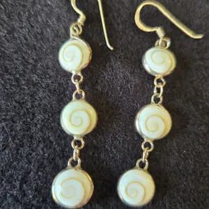 Dangle Earrings with Spiral Shell Inlay