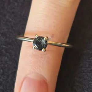 10K Yellow Gold 0.43ct Black Diamond Solitaire Ring