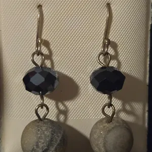 Dangle Grey Stone Earrings