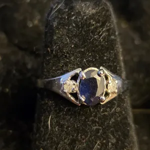 Certified 10KT White Gold Rhodium Plated Sapphire Ring