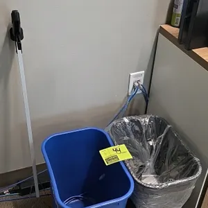 Poly trash cans with aluminum helper grab stick