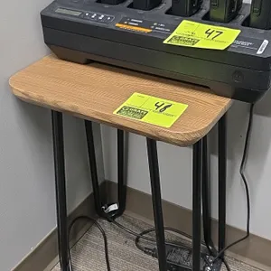 16"x21" Laminate wood metal base table (no contents)