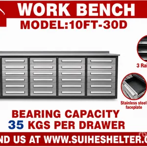 2026 Suihe NWB-30DS -10 10 ft 30-Drawer Workbench (Unused)