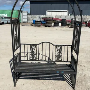 Metal Garden Arbor Bench with Decorative Floral Sides 48 x 74 x 22
