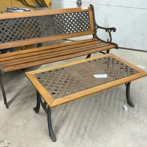 Ducks Unlimited Cast Iron and Wood Ducks Unlimited Garden Bench with Duck Motif and Matching Table