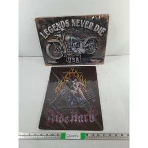 (2) Motorcycle Themed Metal Signs 15.75" x 11.75"