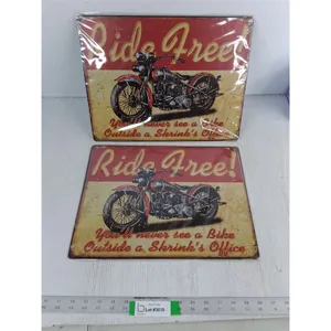 (2) Novelty Motorbike Wall Art 15.75 x 11.75" - Metal