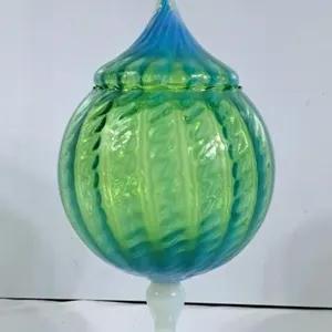 Vintage Green & Blue Circus Tent Apothecary Jar -