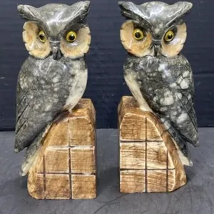 Genuine Alabaster Owl Bookends