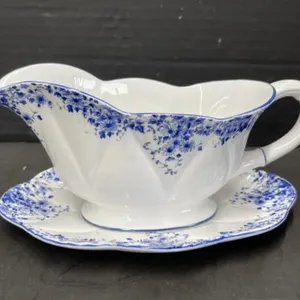 Shelley England Dainty Blue Gravy Boat with