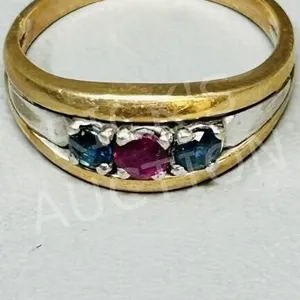 18k gold Ruby & sapphire ring - size 6