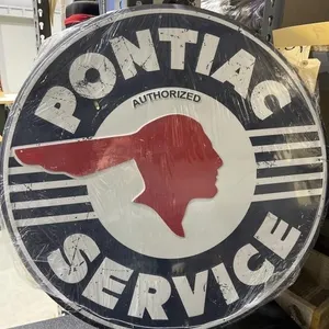 Metal Sign "Pontiac Service" 23-1/2" Dia