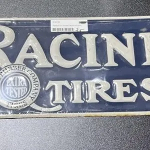 Metal Sign "Racine Tires" 7-1/2" x 26"