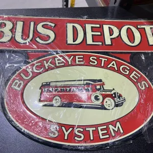 Metal Sign "Bus Depot" 20"x14"