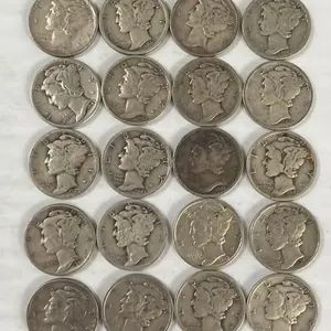 20 MERCURY DIMES 90% SILVER