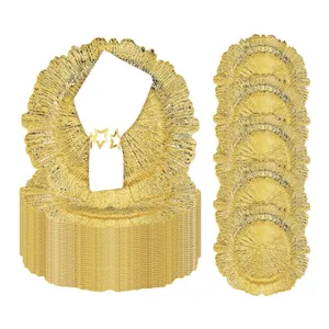Rudrbe 50 Pcs Gold 12.6 Charger Plates Set