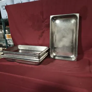 (6) Full Size 2-1/2" Deep Stainless Steel Hotel Pans - NSF Approved
