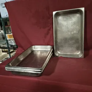 (6) Full Size 2-1/2" Deep Stainless Steel Hotel Pans - NSF Approved