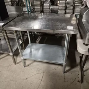 Stainless Steel Work Table with Stainless Legs and Under Shelf - 24" x 36"
