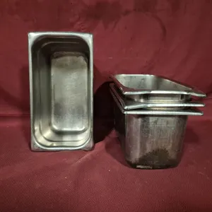(4) Third Size 6" Deep Stainless Steel Hotel Pans - NSF Approved