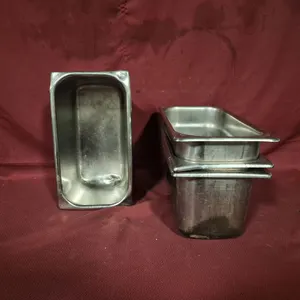 (4) Third Size 6" Deep Stainless Steel Hotel Pans - NSF Approved