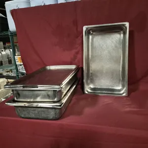 (3) Full Size 4" Deep Stainless Steel Hotel Pans with Lids - NSF Approved