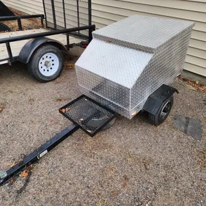 Harley Davidson Diamond Plate Motorcycle Trailer, Swivel Hitch, 4.80/4.00-8 Tires, Lockable, Spare Tire, Lifetime License (No Title)