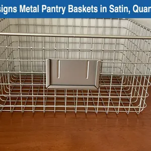 MDesigns Metal Pantry Baskets in Satin, Quantity 8