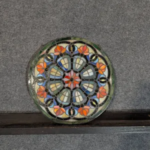 Round Stained Glass Floral Art Panel