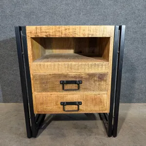 Industrial Style Wood and Metal Side Table