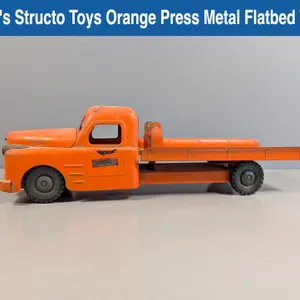 Vince's Structo Toys Orange Press Metal Flatbed Truck