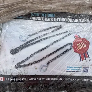 8 - NEW/UNUSED 5/16" 7'L G80 DOUBLE LEGS LIFTING CHAIN SLING